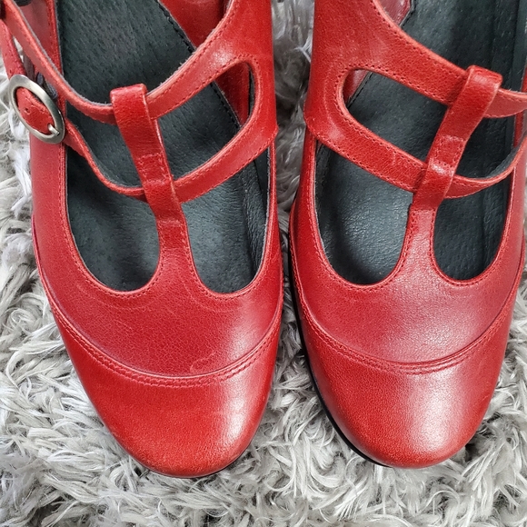 Dromedaris Red Mary Jane Heeled Loafers Size 9 - Picture 5 of 7